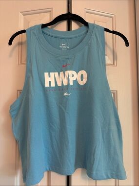 Nike Light Blue HWPO Crop Tank with Pink Swoosh